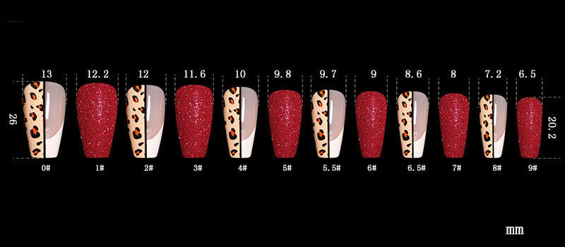 Red Jump Color Leopard Print Ballet False Nails Red Jump Color Leopard Print Ballet False Nails
